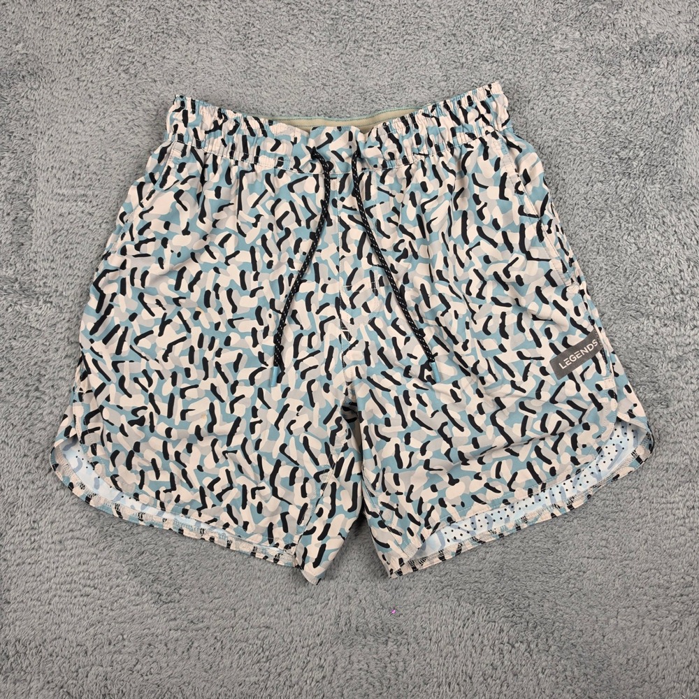 Legends Luka Shorts Mens Small Blue Abstract Print 7" Inseam Lined Athletic Gym